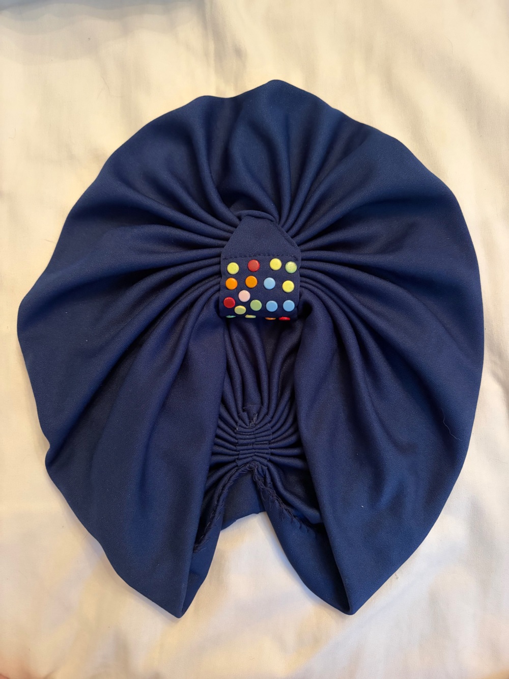 Vintage 1960s Navy Blue Turban Hat Colorful Studs 1940s Style - Picture 2 of 3